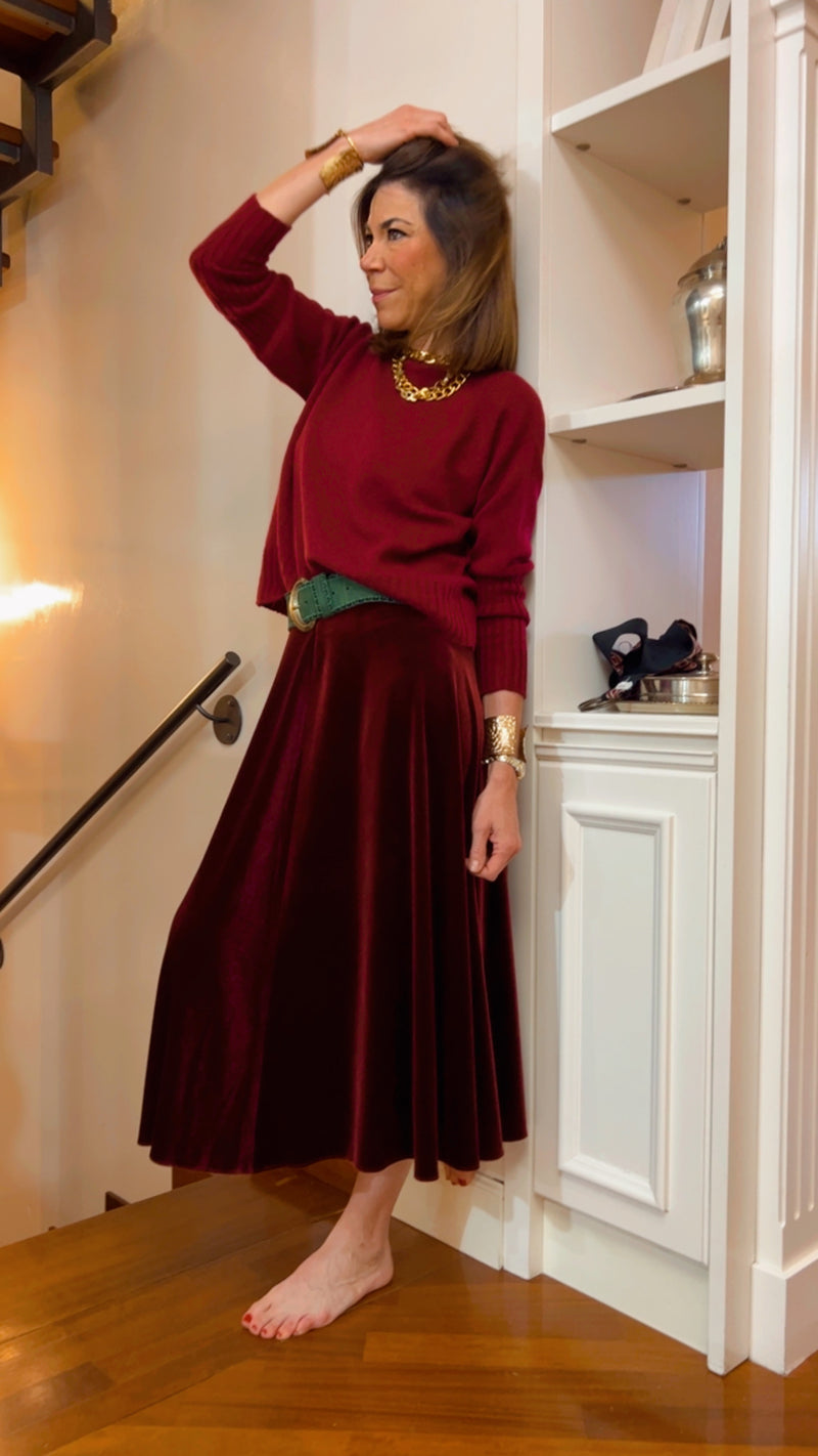 LA GONNA LONGUETTE DI VELLUTO ❤ "BORDEAUX"  Pre-ordine spedizione dal 10 novembre