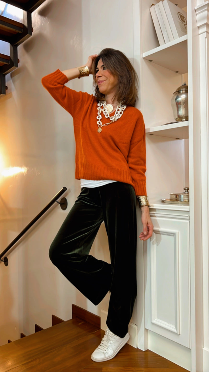 SCOLLO V PIUMA OVERSIZE ❤  ARANCIONE