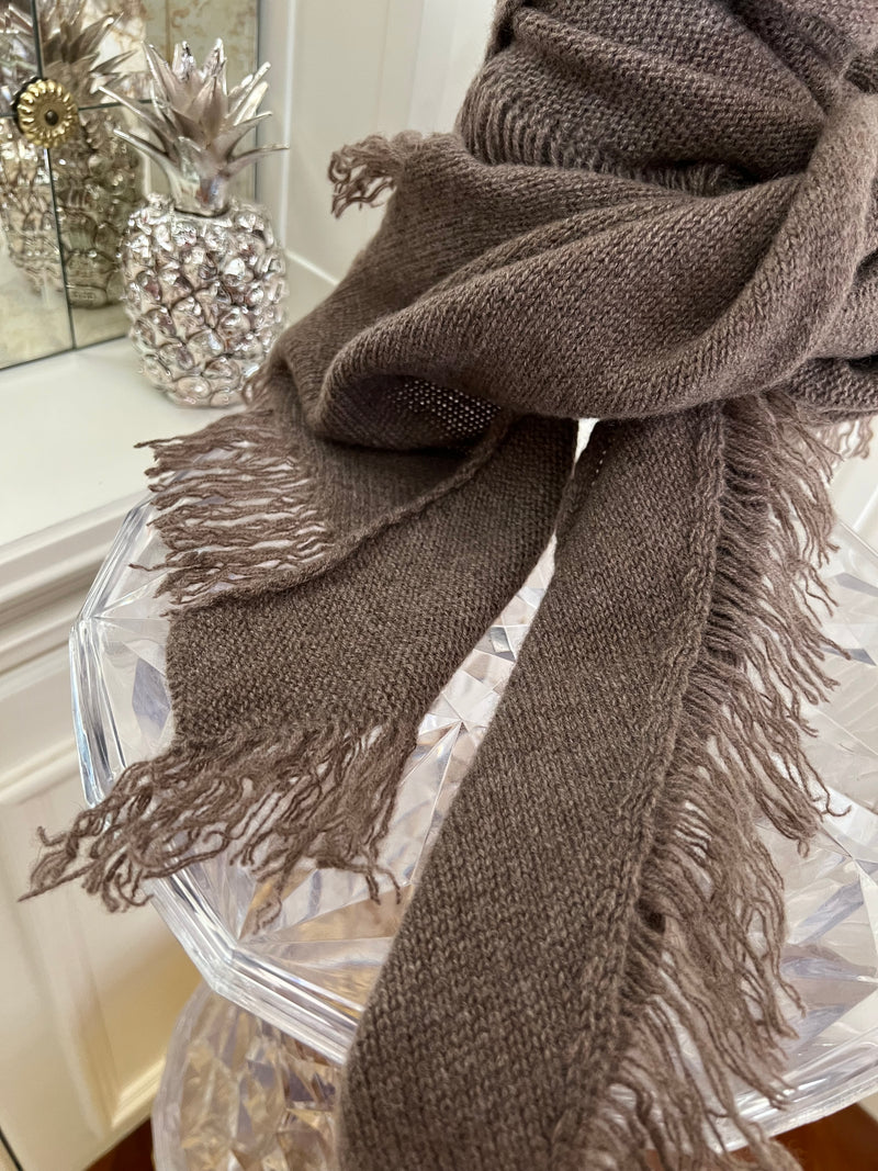 Lo scialle GRUNGE frange frisè MARRON "HAUTE COUTURE" | 100% CASHMERE