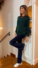 GIROCOLLO VERDE CON PROFILO BLU IN CASHMERE