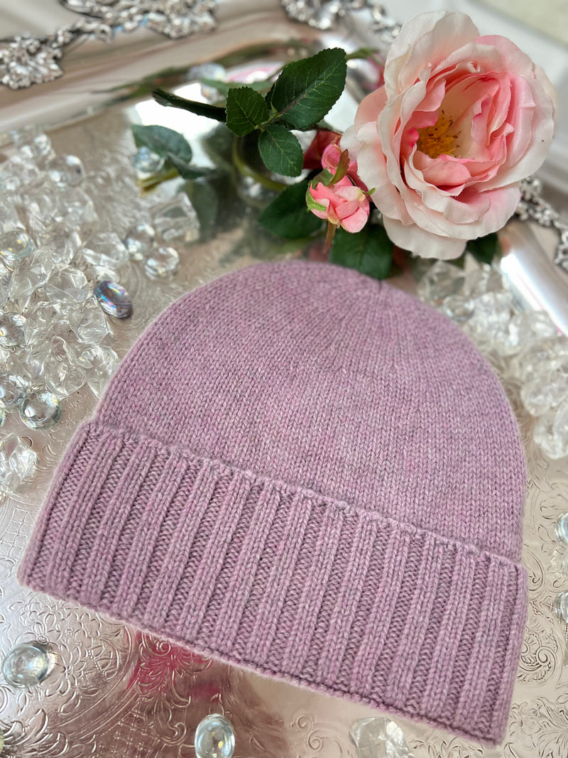 CAPPELLO MEZZA COSTA ROSA MELANGE | 100% CASHMERE