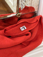 PONCHO CON FRANGE ARANCIONE | 100% CASHMERE