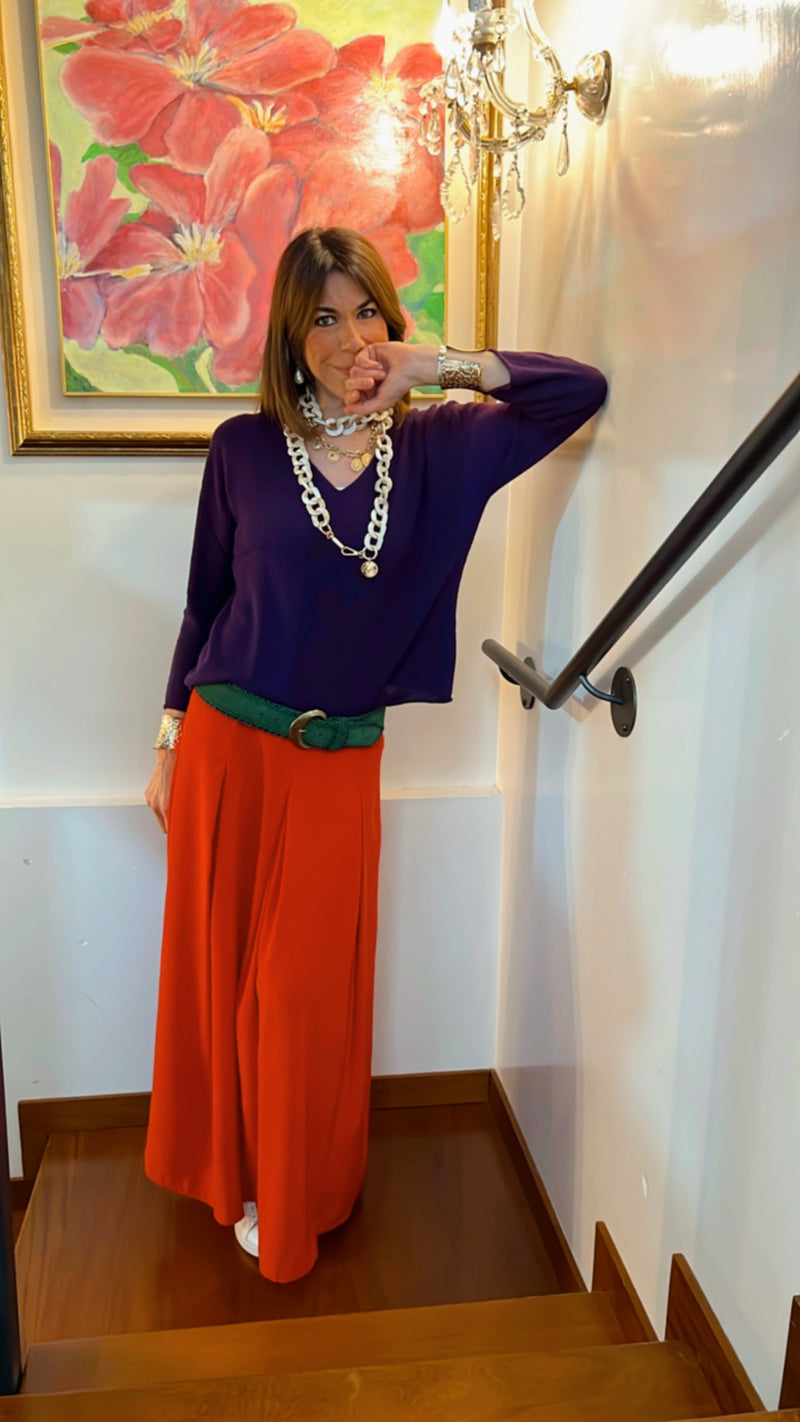 SUPER PIUMA EASY FIT SCOLLO V 🖤 VIOLA GLAMOUR