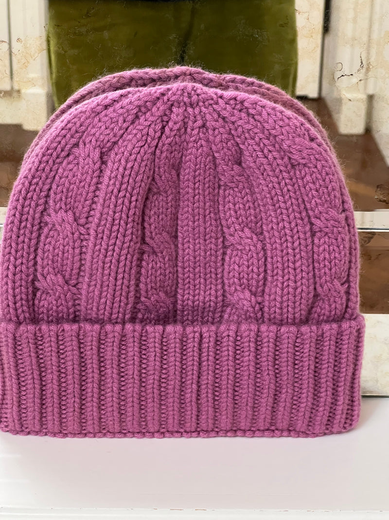 Cappello a trecce ROSA ANTICO INTENSO 100% CASHMERE – Cashmere To Go