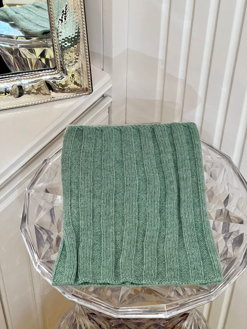 Scaldacollo a coste VERDE | 100% CASHMERE