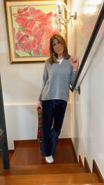 SCOLLO V PIUMA OVERSIZE ❤ GRIGIO MEDIO
