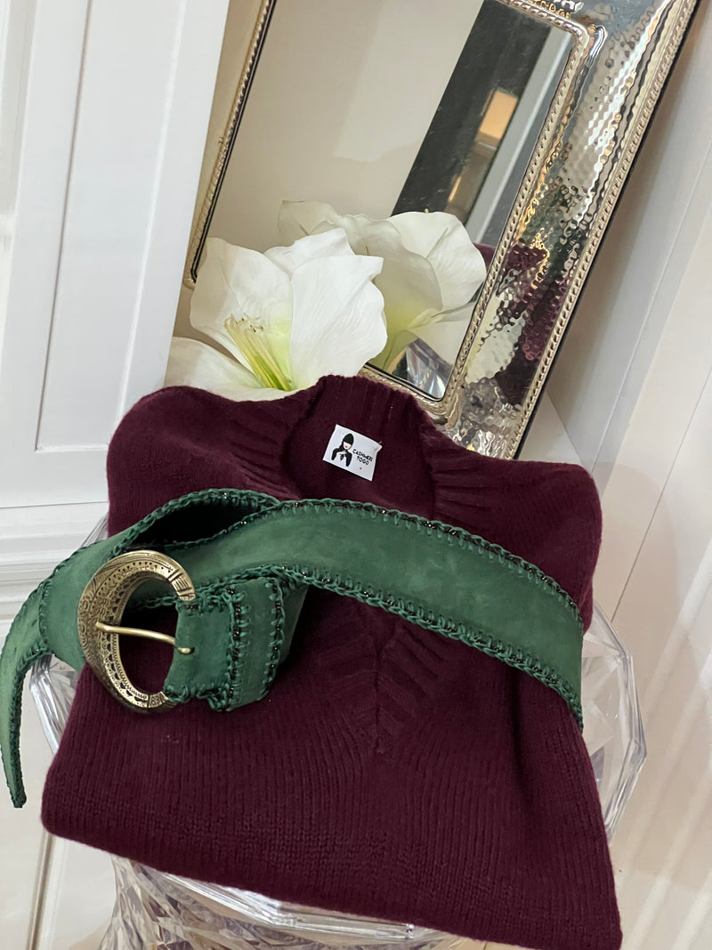 SCOLLO V PIUMA OVERSIZE ❤  PRUGNA