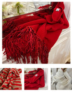 PONCHO CON FRANGE SCAMOSCIATE ROSSO| 100% CASHMERE