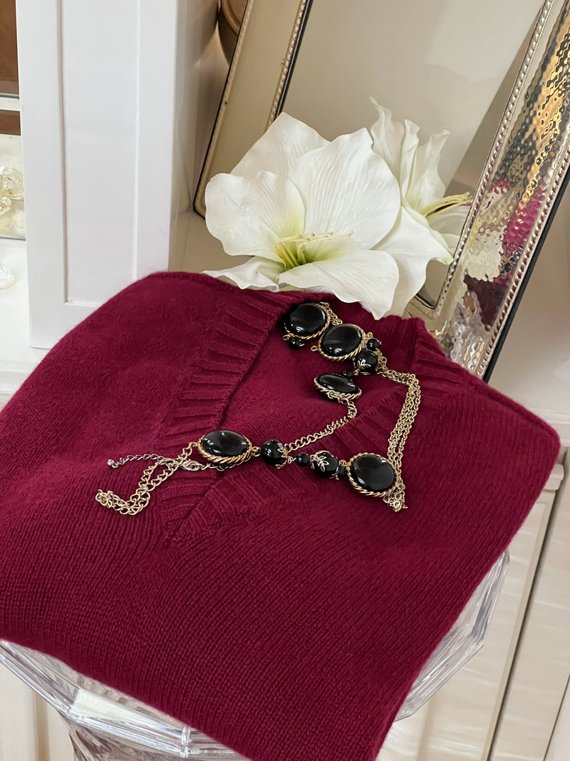 SCOLLO V PIUMA OVERSIZE ❤  BORDEAUX