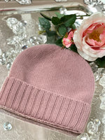 CAPPELLO MEZZA COSTA ROSA ANTICO | 100% CASHMERE