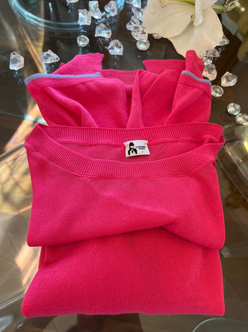LA GARZA OVERSIZE 🖤 FUCSIA CON PROFILO LILLAZZURRO