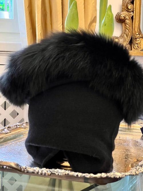 SCALDACOLLO CON PELLICCIA - NERO | 100% CASHMERE