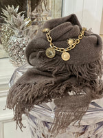 Lo scialle GRUNGE frange frisè MARRON "HAUTE COUTURE" | 100% CASHMERE