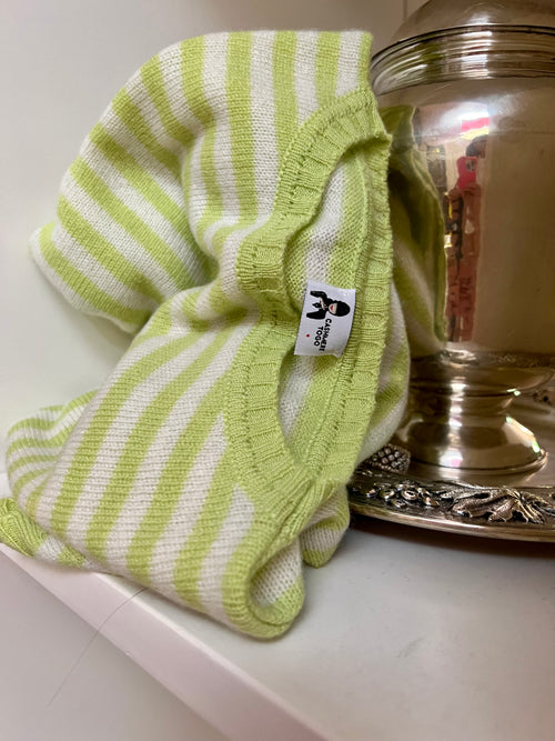 Il Rigatino Bianco/Lime | 100% cashmere