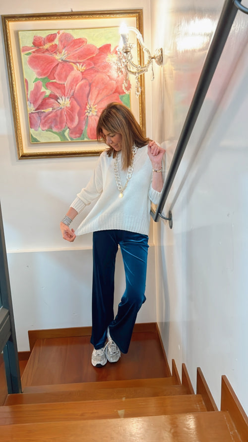 SCOLLO V PIUMA OVERSIZE ❤ PANNA