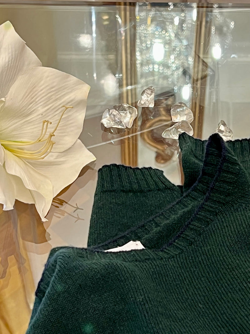 GIROCOLLO VERDE CON PROFILO BLU IN CASHMERE