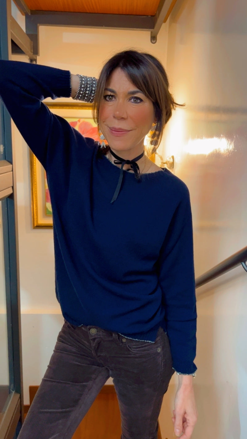 GIROCOLLO BLU CON PROFILO LUREX