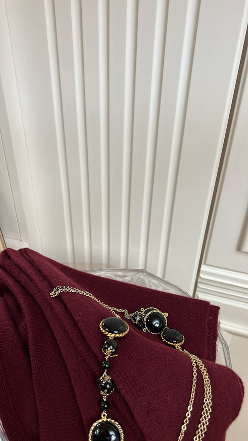 MAXI TRIANGOLO BORDEAUX | 100% CASHMERE