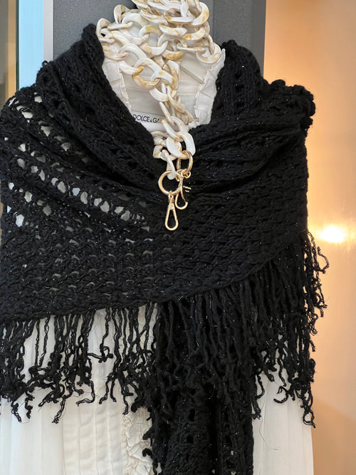 SCIALLE TRAFORATO 🖤 NERO CON LUREX NERO