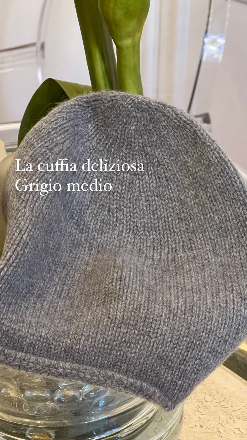 LA CUFFIA DELIZIOSA GRIGIO MEDIO| 100% cashmere