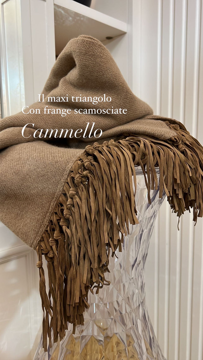 MAXI TRIANGOLI 100% CASHMERE CON FRANGE