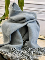 PONCHO CON FRANGE SALVIA MELANGE FAVOLOSO | 100% CASHMERE