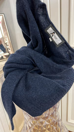 IL CASHMIRINO DA BORSETTA SCOLLO V BLU COSMO | 100% CASHMERE