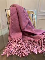 PONCHO CON FRANGE ROSA TROPEA | 100% CASHMERE